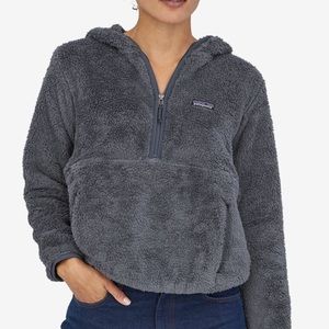 PATAGONIA HOODED FLEECE PULLOVER | GREY/BLUE COLOR | SIZE MEDIUM